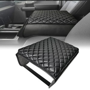 Protector de Consola Central para Ford F150, Alfombrilla de Cuero PU Impermeable, con Bordado a Cuadros Negro - Product Image 1