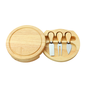 Tabla de Cortar Queso Circular Giratoria de Madera en Oferta, con Juego de 4 Cuchillos para Servir Queso - Product Image 4