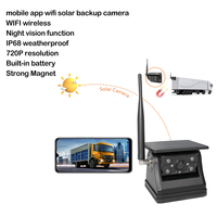 Caméra WiFi solaire HD720P, vision nocturne, étanche, contrôle sans fil par application, batterie 9600mAh, caméra magnétique pour camping-car/remorque