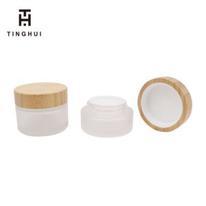 ขวดแก้วฝ้า ขวดแก้วเปล่าสำหรับเครื่องสำอาง ขนาด 100 มล. 50 มล. 30 มล. 15 มล. ขวดแก้วฝาไม้ไผ่สำหรับครีมทาหน้า - Product Image 5