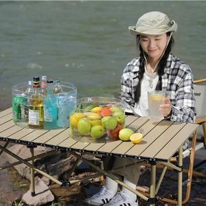 Bassin d'eau pliable portable, grand bac rond de 17x30 cm, seau de rangement pour fruits, conteneur pliable en PVC pour pique-nique et voyage - Product Image 2