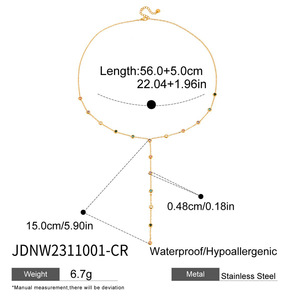 Collana in <span class=keywords><strong>acciaio</strong></span> inox 316L placcato oro Y a goccia con Multi CZ pietre drappeggio gioielli di dichiarazione per le donne ipoallergenico - Product Image 5