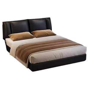 <span class=keywords><strong>Lit</strong></span> double moderne italien de luxe en cuir noir pour chambre principale, très grand (1,8 mètre), avec rangement, confortable, taille Queen/King - Product Image 2