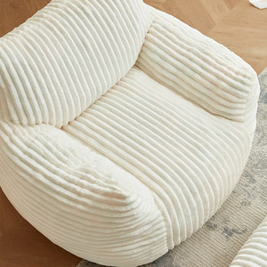Sofá Puff Estilo Occidental Color Blanco Hueso, Completamente Ensamblado, Asiento Reclinable para Sala de Estar con Otomana - Product Image 3