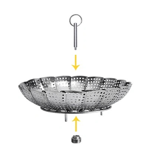 Panier <span class=keywords><strong>vapeur</strong></span> pliable multifonction écologique à 2 niveaux en acier inoxydable, support de cuisson <span class=keywords><strong>vapeur</strong></span> Lotus pour la cuisine - Product Image 4