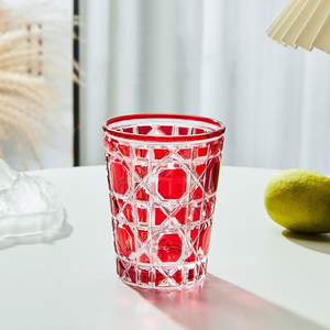 Verres à boire en verre coloré, verres gravés à la main, gobelets vintage, verrerie vintage - Product Image 5