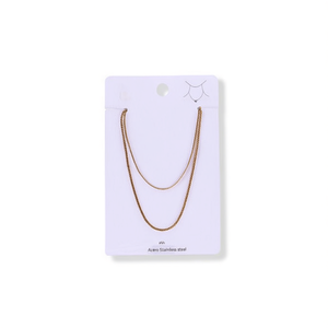 Collar de Doble Capa de Acero Inoxidable con Cuentas Redondas - Product Image 1