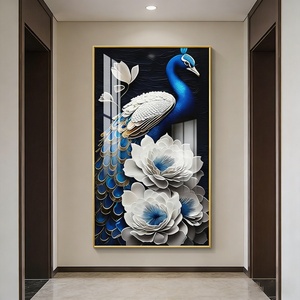 Décoration de salon de luxe, art mural personnalisé, vente chaude, peinture en porcelaine de cristal HD imprimée, peintures murales LED personnalisées - Product Image 6