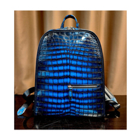 Sac à dos en cuir de crocodile véritable de haute qualité, élégant, exotique, personnalisé, couleur patine, grande capacité