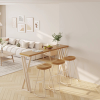 Tavolo Alto e Sedie in Legno Massello, Design Moderno Regolabile in Altezza, Ecologico, per Uso Esterno, Balcone, Caffè o Hotel