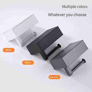Portarrollos de Papel Higiénico Moderno para Montar en la Pared con Bandeja para Smartphone, Acabado Mate, Organizador de Baño, Diseño Rectangular - Product Image 4