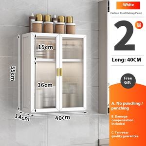 Étagère de Rangement Murale Sans Perçage en Acier Inoxydable, Armoire de Salle de Bain pour Cosmétiques avec Lavabo, <span class=keywords><strong>Meuble</strong></span> Haut de Salle de Bain - Product Image 6