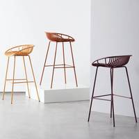 Tabouret de bar en métal moderne de style nordique, non rotatif, à hauteur fixe, pour comptoir de caisse ou réception