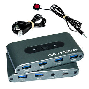 USB 3.0 Aluminum Switcher for 2 <strong>Computers</strong> 4-<strong>Device</strong> Button Control Switches Between PC Printer Laptop &amp; USB <strong>Devices</strong> <strong>in</strong> Stock - Product Image 1