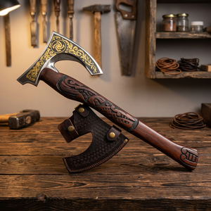 Hacha Vikinga de Acero al Carbono de Grado Industrial de Alta Calidad con Mango de Madera de Fresno, Personalizable, Herramienta para Campismo y Caza al Aire Libre - Product Image 2