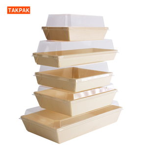 Recipiente de postre con cubierta de plástico transparente Plato de madera para llevar Caja de sushi Fiambrera japonesa pastel <span class=keywords><strong>Donu</strong></span> - Product Image 3