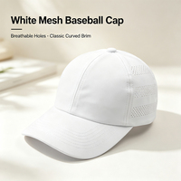 Casquette de baseball personnalisée de haute qualité avec maille en nylon, casquette vierge avec logo personnalisé, casquette unisexe respirante à trous en maille pour l'extérieur