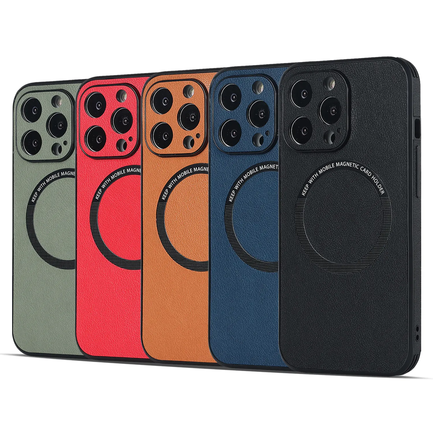 Funda de teléfono personalizada de cuero Pu, carcasa de carga inalámbrica para Iphone 12 13 14