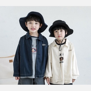 Personnalisé 1-8 ans 100% Coton Logo Brodé Col Rabattu Enfants Enfants Vestes Pour Garçons Fermeture Éclair Bébé Garçons Veste Manteaux - Product Image 4