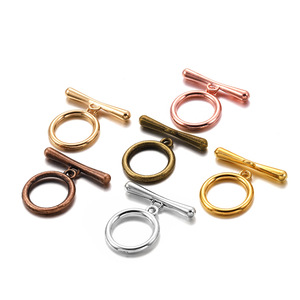 Accesorios de joyería DIY: Cierres OT metálicos chapados, coloridos, para collares, pulseras y bolsos, en plata, bronce antiguo, oro y oro rosa. - Product Image 1