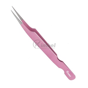 Pince à épiler d'extension de cils en acier inoxydable de marque de distributeur avec logo personnalisé avec pointe pince à cils personnalisable - Product Image 5