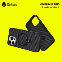 ATB Sai Shell Fibre de Carbone 360 °   Étui de téléphone portable avec support rotatif pour iPhone et Samsung