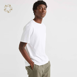 Eco Friendly uomo T-Shirt sostenibile su misura T-Shirt uomo bianco 100% Pima cotone organico T-Shirt da uomo <span class=keywords><strong>con</strong></span> tasca - Product Image 1