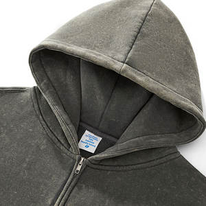 Sudadera con Capucha de Felpa Gruesa de 360 g/m² con Doble Cremallera, Lavada al Ácido, Estilo Cárdigan, Talla Grande, Chaqueta Personalizable de Alta Calidad al por Mayor - Product Image 5