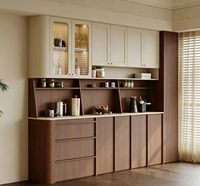 Armoire modulaire en bois massif écologique Yi Gui, style chinois moderne, 5 étagères réglables, 3 tiroirs, portes à panneaux plats, grande capacité pour salon