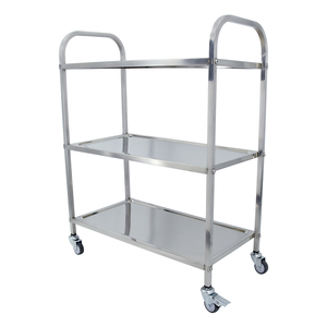 3 परत भारी शुल्क छोटे प्रकार स्टेनलेस स्टील डाइनिंग ट्रॉली गाड़ी - Product Image 4