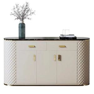 Mesa de Buffet de cuero blanco, mueble barato de madera, acero inoxidable, precio de venta directa de fábrica - Product Image 3
