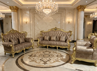 Ensemble de canapés en tissu de luxe, canapés en bois sculpté de style royal, meubles de salon modernes de style nordique