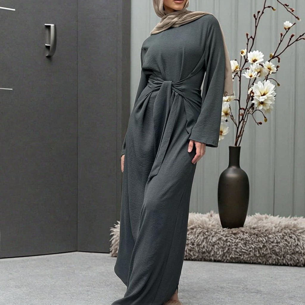 Dark Grey Muslim Dress - Elegant & Modest Clothing