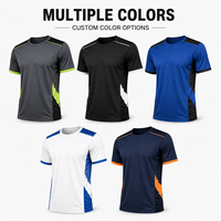 Kaos Latihan Basket Pria Custom, Cepat Kering, Trim Kontras, Kerah Bulat, untuk Klub Basket, Latihan Harian