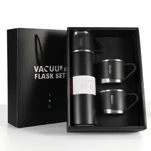 Venda quente aço inoxidável garrafa de água balão vácuo viagem caneca set esportes garrafa de água parede dupla garrafa com 3 tampas