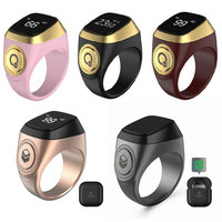 Anillo Tasbih Inteligente con Contador de Botones y Recordatorio por Vibración, Resistente al Agua, Anillo de Oración Musulmán con Pantalla OLED de 18 mm