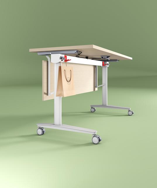 Modern MFC Board Foldable Training Table Metal Frame Mobile Training Desk With Castors Office Meeting Room Furniture