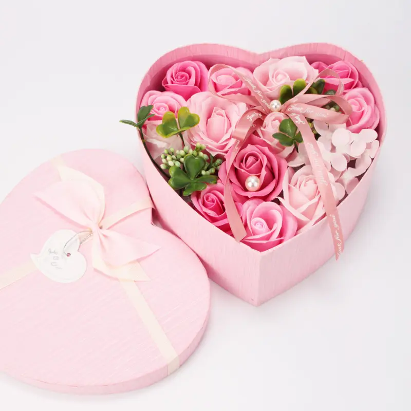 Valentinstag Geschenk Großhandel Rose Blume Seife Bad Rose Seife Blume In Herzform Box Künstliche Blume
