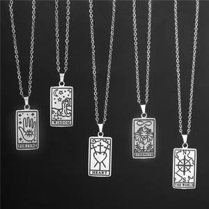 Yüksek kalite titanyum çelik altın kolye kolye <span class=keywords><strong>Tarot</strong></span> kartı kolye Vintage kare <span class=keywords><strong>Tarot</strong></span> kolye kolye kadın erkek kızlar için - Product Image 2