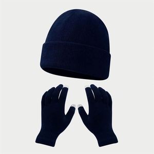 100% Acrylic Jacquard Winter Extra <b>Touch</b> <b>Screen</b> <b>Glove</b> Knit Warm Beanies Slouchy Ribbed Cuffed Beanie Promotion Gift - Product Image 2