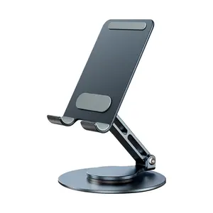 Newest Anti Shake Foldable Desktop Aluminum Alloy Cell Phone Tablet Stand 360 Rotating Adjustable Mobile Phone Holder