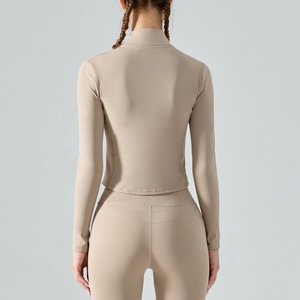 Chaquetas de Yoga de manga larga para mujer, ropa deportiva de corte ajustado con cremallera - Product Image 3
