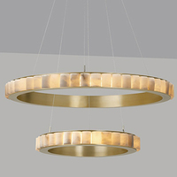 Luminaire suspendu de décoration de luxe personnalisé Lustre rond en albâtre naturel d'Espagne pour salle à manger