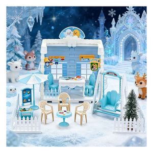 Mini Mansión de Plástico, Casa de Muñecas con Dormitorio, Cocina, Baño, Balcón y Muebles, Regalo para Niños, Diversión Familiar - Product Image 1