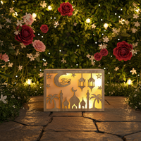 Lampe de nuit en bois en forme de lune Mermei Eid, décoration musulmane du Ramadan, bougies LED pour la décoration