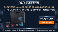 Perceuse sans fil 21V sans balais avec mandrin détachable 10mm, double batterie lithium 2.0Ah, mallette de transport professionnelle pour l'entretien industriel