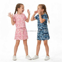 Tenue de camping d'été pour filles, ensemble 2 pièces camouflage, style militaire, haut à manches courtes à ourlet festonné, short, vêtements pour enfants