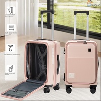 Nouvelle valise de cabine unisexe 20 pouces multifonction à roulettes universelles en aluminium, avec motif dessin animé moderne