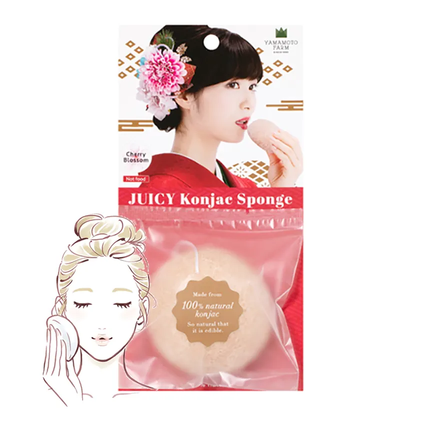 Esponja de limpeza facial de fibra natural, esponja japonesa para limpeza