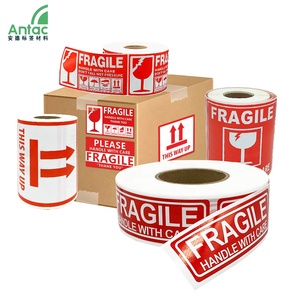 Rouleau d'autocollant adhésif personnalisé Étiquette d'avertissement rouge «THIS WAY up Fragile» avec <span class=keywords><strong>code</strong></span> à barres Excellent <span class=keywords><strong>pour</strong></span> les applications industrielles - Product Image 6